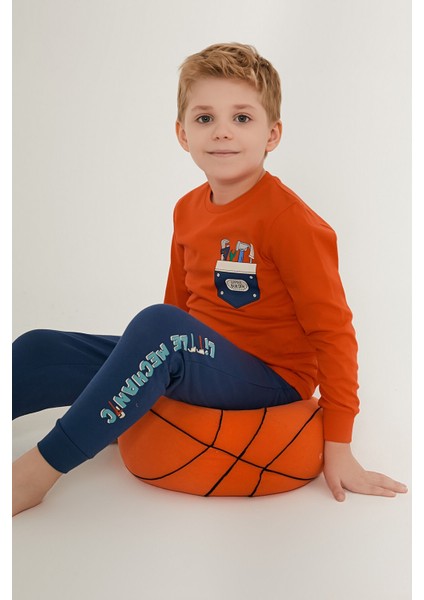 Little Builders Turuncu Erkek Çocuk Uzun Kol Pijama Takım