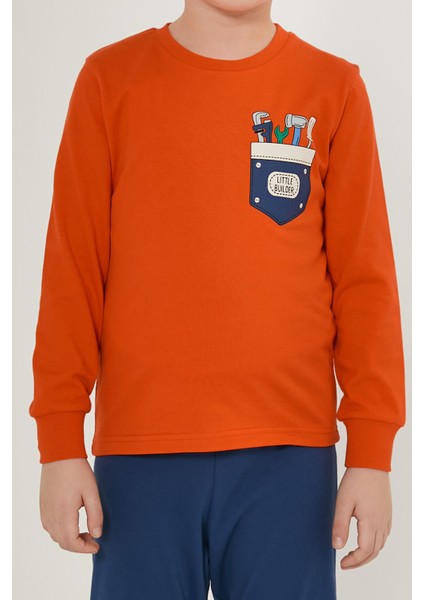 Little Builders Turuncu Erkek Çocuk Uzun Kol Pijama Takım fırsatları