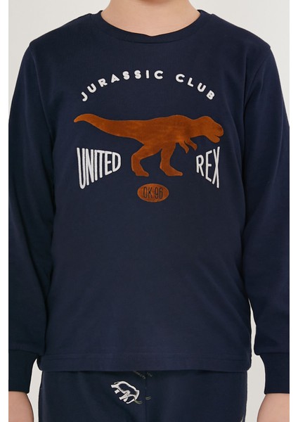 Jurassic Club Lacivert Erkek Çocuk Uzun Kol Pijama Takım