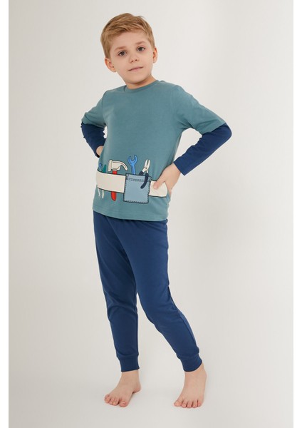 Tool Team Mavi Erkek Çocuk Uzun Kol Pijama Takım modelleri