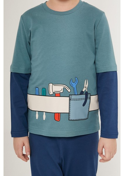 Tool Team Mavi Erkek Çocuk Uzun Kol Pijama Takım fırsatları