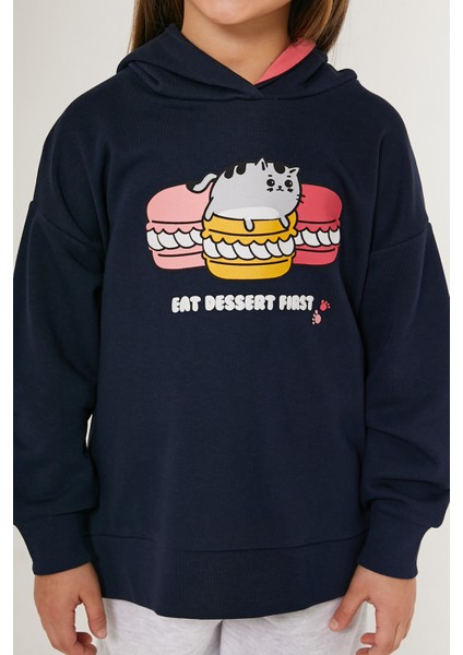 Eat Dessert First Siyah Kız Çocuk Eşofman Takımı