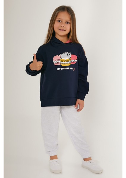 Eat Dessert First Siyah Kız Çocuk Eşofman Takımı