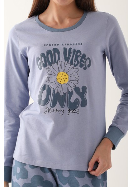 Good Vibes Lila Kadın Pijama Takımı