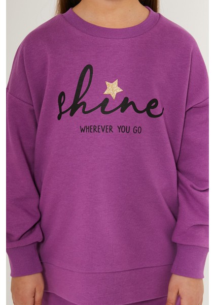 Shine Wherever You Go Mor Kız Çocuk Eşofman Takımı