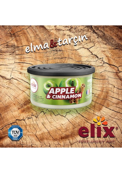 Elıx Organik Metal Kutuda Doğal Liflere Emdirilmiş Özel Aromalı Koku - Elma-Tarçın