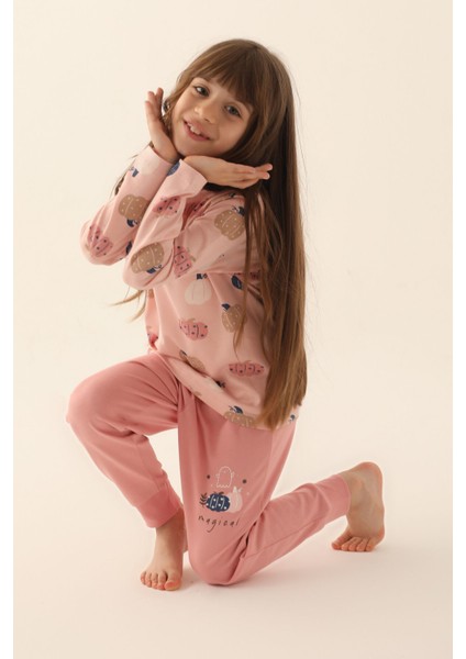 Magical Pembe Kız Çocuk Uzun Kol Pijama Takım