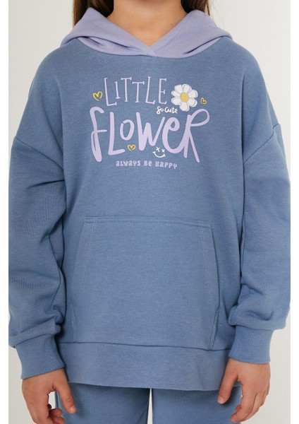 Liitle Flower Mavi Kız Çocuk Eşofman Takımı