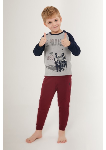 Cute Gri Erkek Çocuk Uzun Kol Pijama Takım