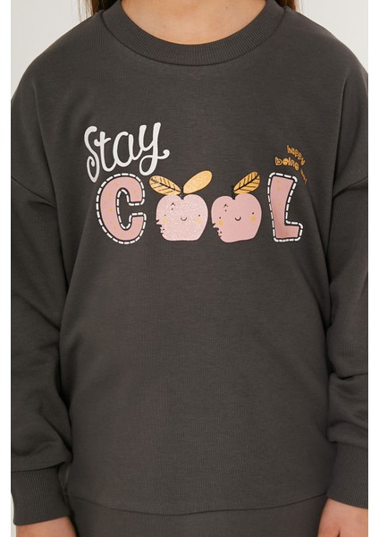 Stay Cool Koyu Gri Kız Çocuk Eşofman Takımı