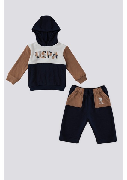 Krem Kapüşonlu Bebek 2'li Takım