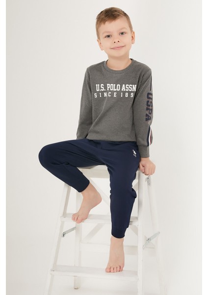 Cute Nice Gri Erkek Çocuk Uzun Kol Pijama Takım