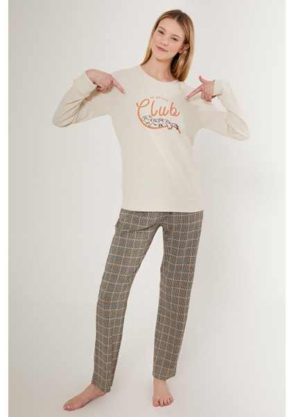Do Nothink Club Beyaz Kadın Uzun Kol Pijama Takım modelleri