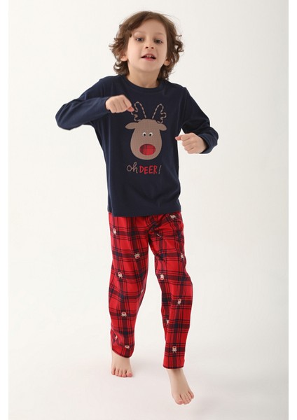 Lacivert Erkek Çocuk Uzun Kol Pijama Takım
