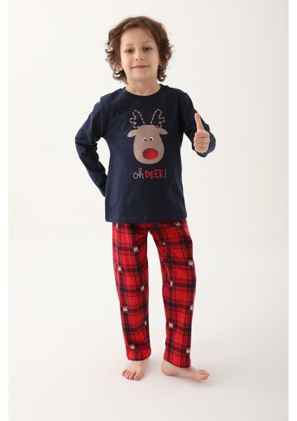 Lacivert Erkek Çocuk Uzun Kol Pijama Takım