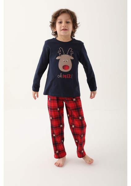 Lacivert Erkek Çocuk Uzun Kol Pijama Takım
