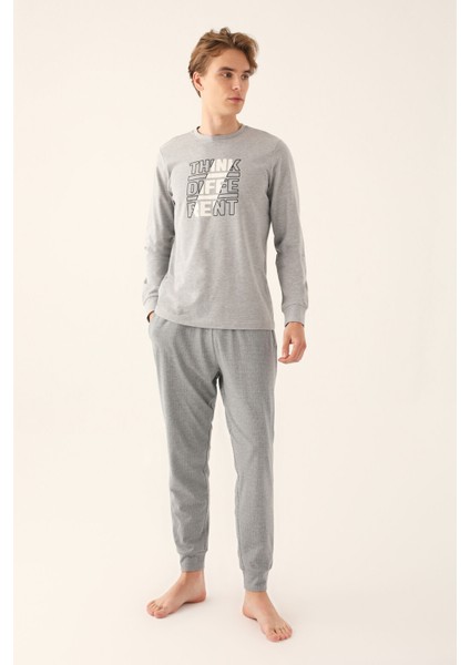 Antra Melanj Erkek Uzun Kol Pijama Takım