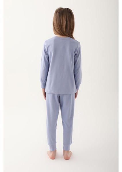 Açık Indigo Kız Çocuk Uzun Kol Pijama Takım