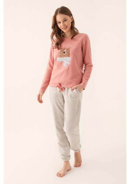 Retro Pembe Kadın Uzun Kol Pijama Takım fiyatları