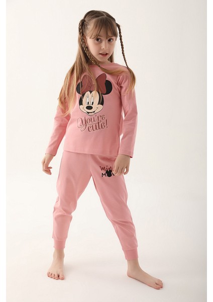 Retro Pembe Kız Çocuk Uzun Kol Pijama Takım