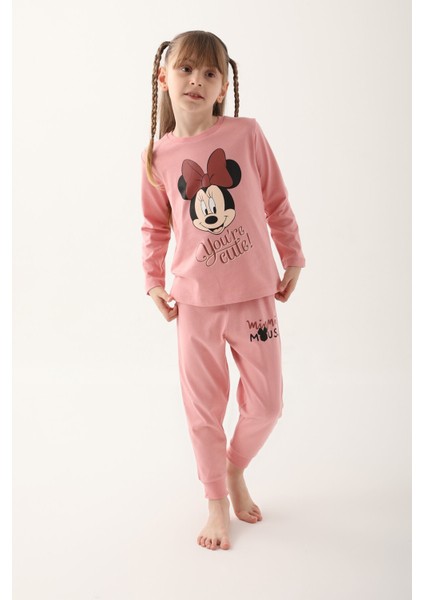 Retro Pembe Kız Çocuk Uzun Kol Pijama Takım