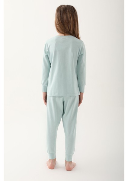 Açık Mint Kız Çocuk Uzun Kol Pijama Takım