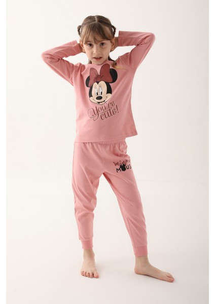 Retro Pembe Kız Çocuk Uzun Kol Pijama Takım