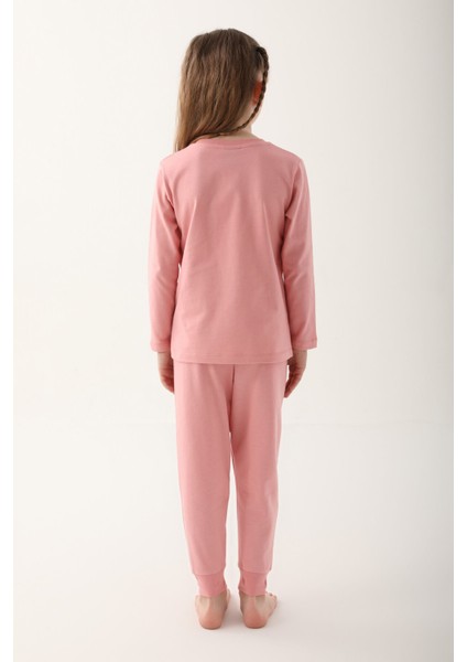 Retro Pembe Kız Çocuk Uzun Kol Pijama Takım