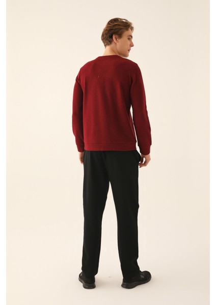 Bordo Erkek Uzun Kol Pijama Takım
