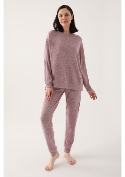 Bright Pinstripe Kahverengi Kadın Uzun Kol Pijama Takım indirimleri