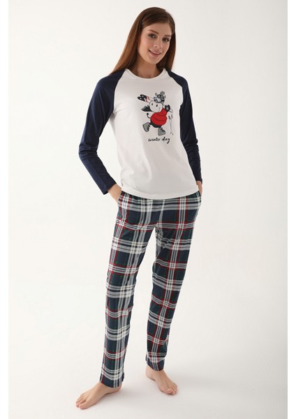 Winter Day Beyaz Kadın Uzun Kol Pijama Takım