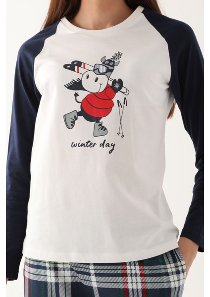 Winter Day Beyaz Kadın Uzun Kol Pijama Takım fırsatları