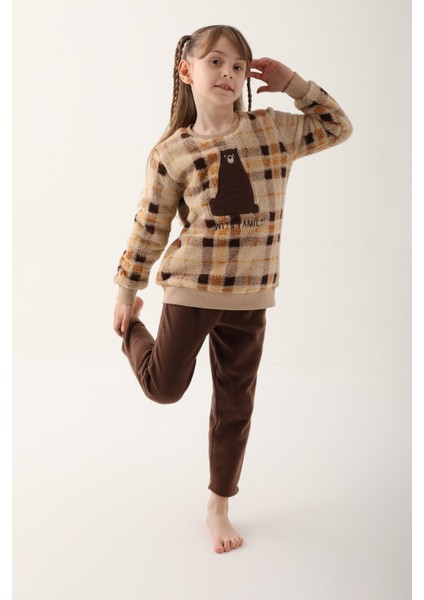 With Family Koyu Kahverengi Kız Çocuk Uzun Kol Pijama Takım fiyatları