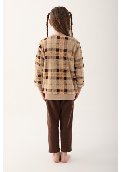 With Family Koyu Kahverengi Kız Çocuk Uzun Kol Pijama Takım indirimleri