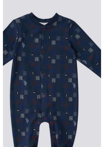 Koyu Indigo Patikli Ön Çıtçıtlı Bebek Tulum modelleri