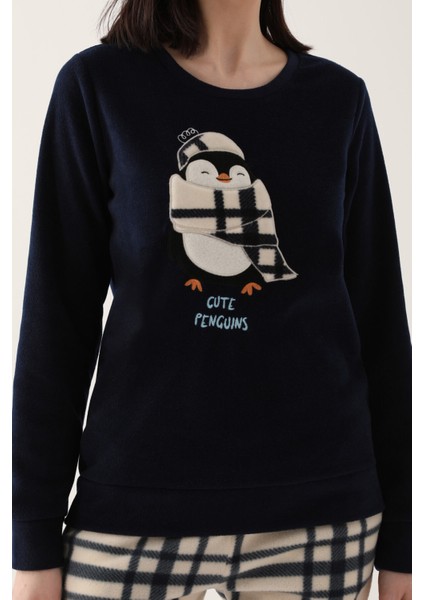 Cute Penguins Lacivert Kadın Uzun Kol Pijama Takım fırsatları