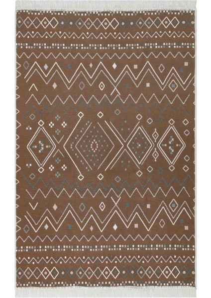 Arya Ar 05 Beıge Blue Çift Taraflı Modern Desenli Dokuma Kilim