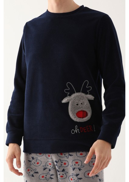 Oh Deer Lacivert Erkek Uzun Kol Pijama Takım fırsatları