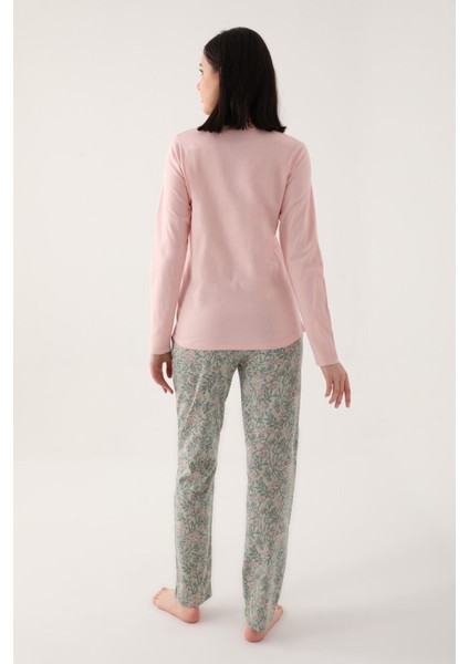 Flower Embroided Pembe Kadın Uzun Kol Pijama Takım indirimleri