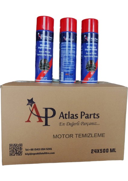 Atlas Parts Susuz Motor Temizleme Spreyi 500 ml - 1 Koli (24 ADET)-2023 Üretim