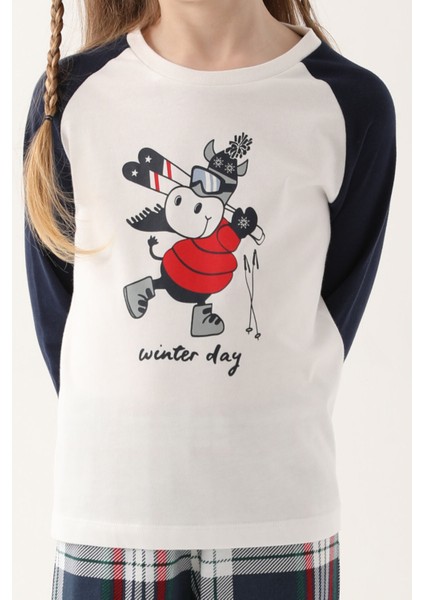 Winter Day Beyaz Kız Çocuk Uzun Kol Pijama Takım fırsatları