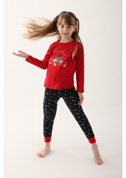 Wonderful Days Kırmızı Kız Çocuk Uzun Kol Pijama Takım modelleri