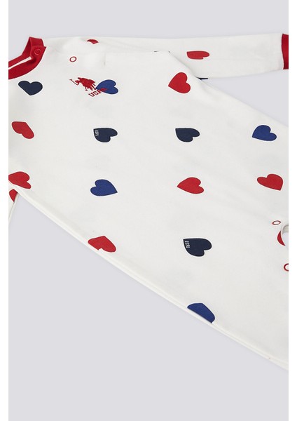 Ekru Kalp Desen Çıtçıt Yaka Bebek Tulum fiyatları