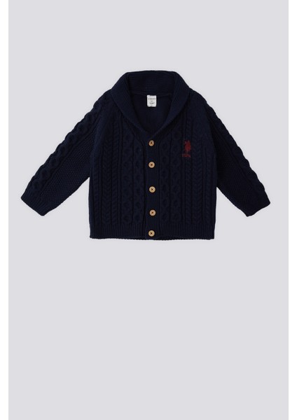 Lacivert Polo Yaka Bebek Hırka