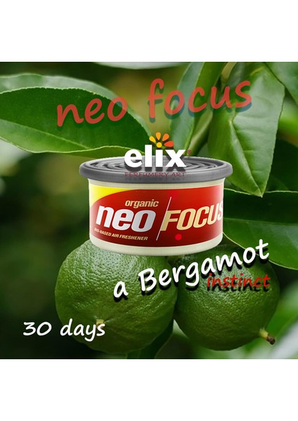 Elıx Neo Focus Metal Kutuda Ahşap Granüllere Emdirilmiş Özel Aromalı Koku - Bergamot