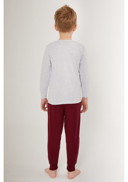 Line Pattern Beyaz Erkek Çocuk Uzun Kol Pijama Takım indirimleri