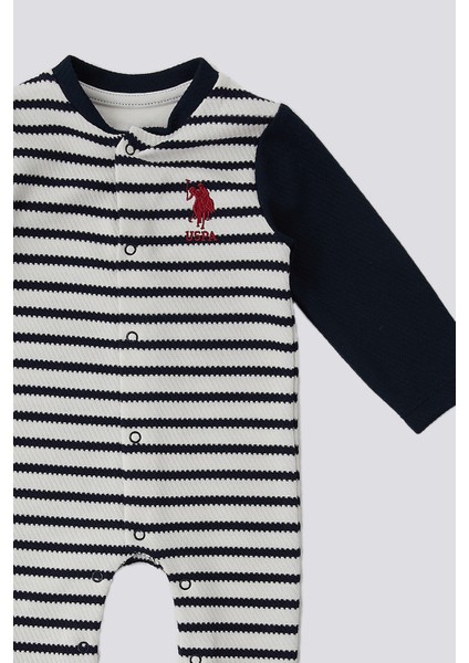 Patikli Şerit Detay Lacivert Bebek Tulum modelleri