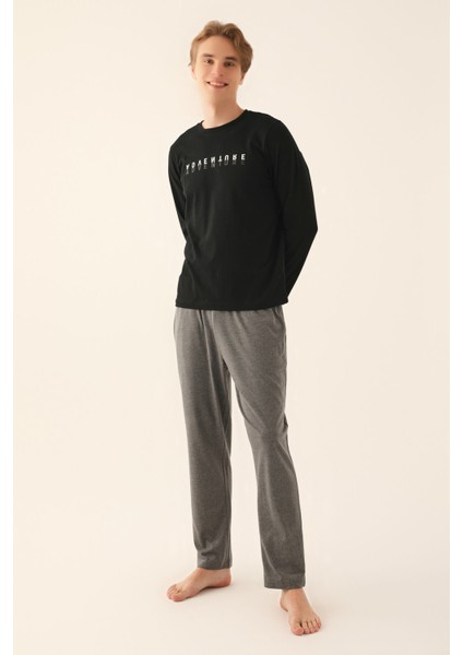 Siyah Erkek Uzun Kol Pijama Takım modelleri
