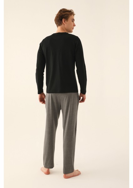 Siyah Erkek Uzun Kol Pijama Takım indirimleri