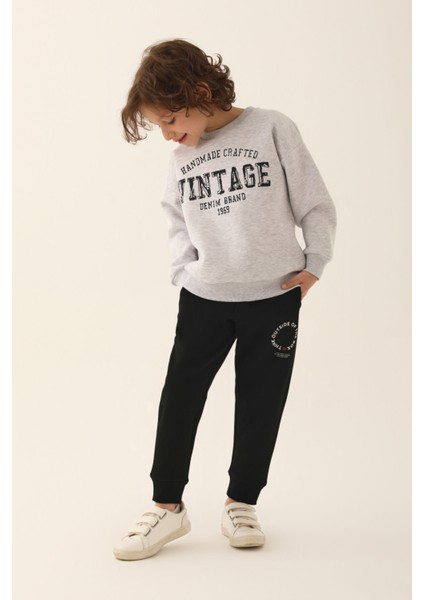 Vintage Denim Brand Gri Erkek Çocuk Eşofman Takımı